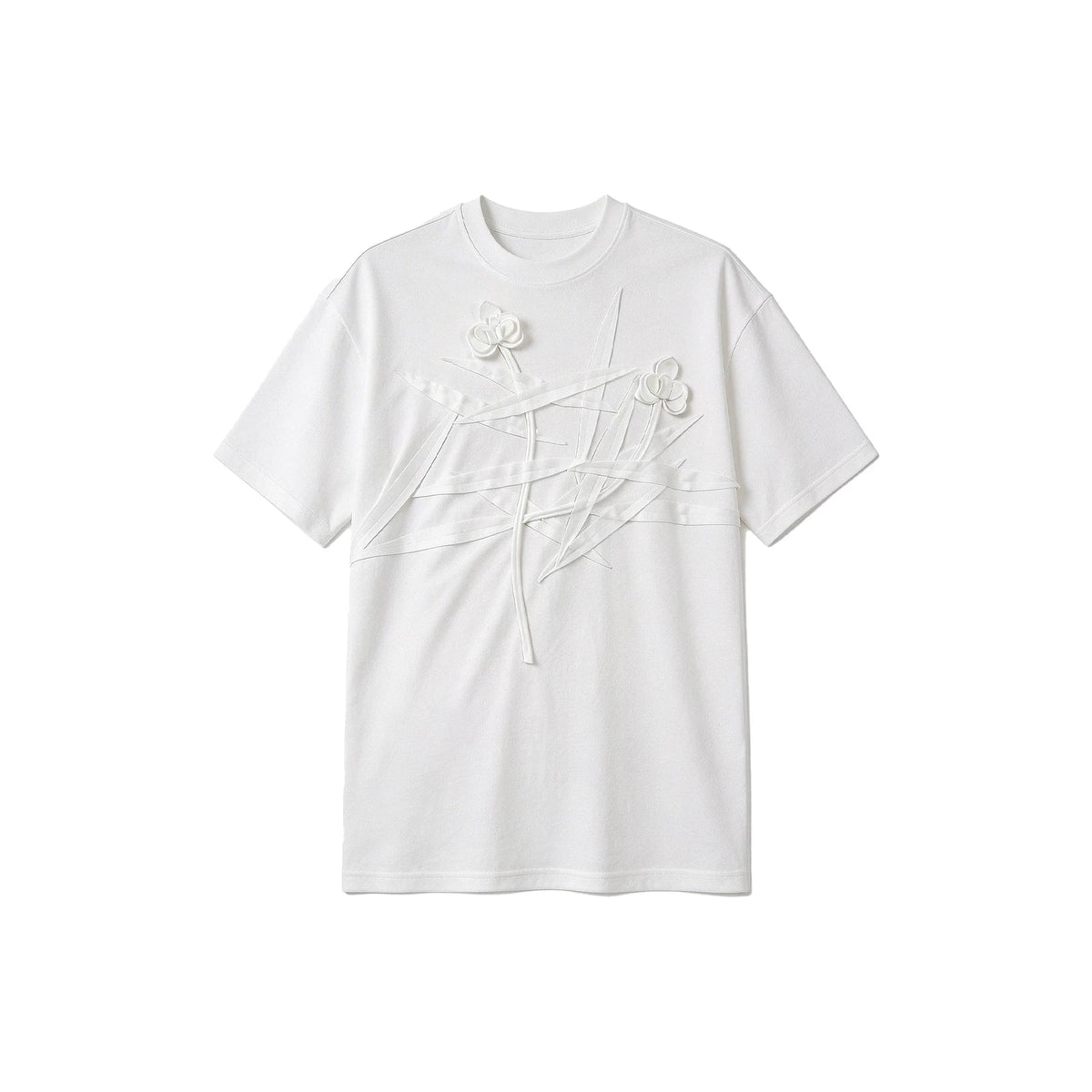 Ivory Crossed Bloom Relief Tee - Notkicks