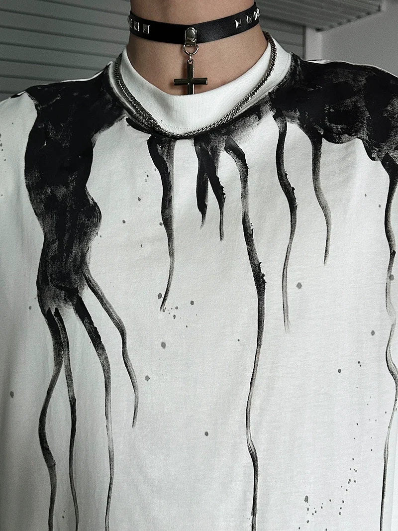 Drip Print Oversized T-Shirt - Notkicks