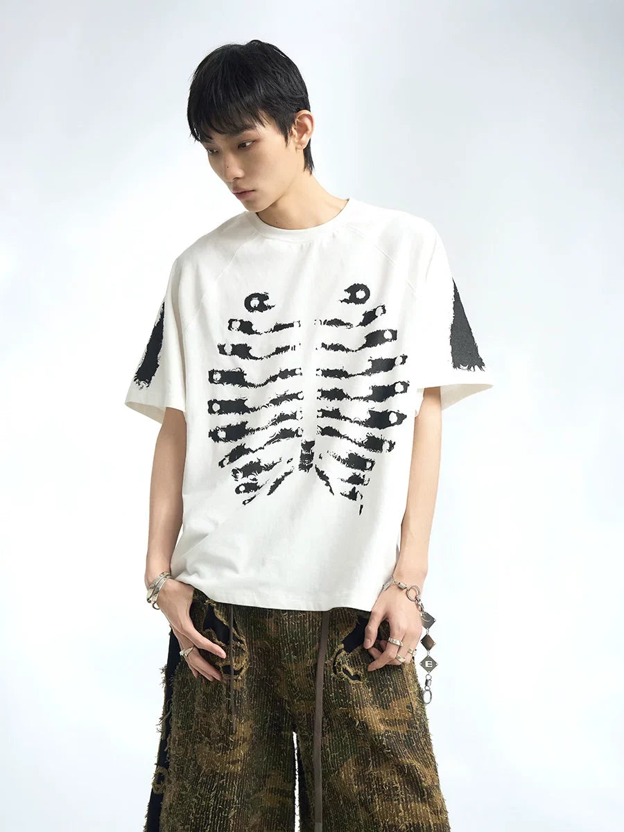 Skeleton Graphic Oversized Raglan T-Shirt - Notkicks