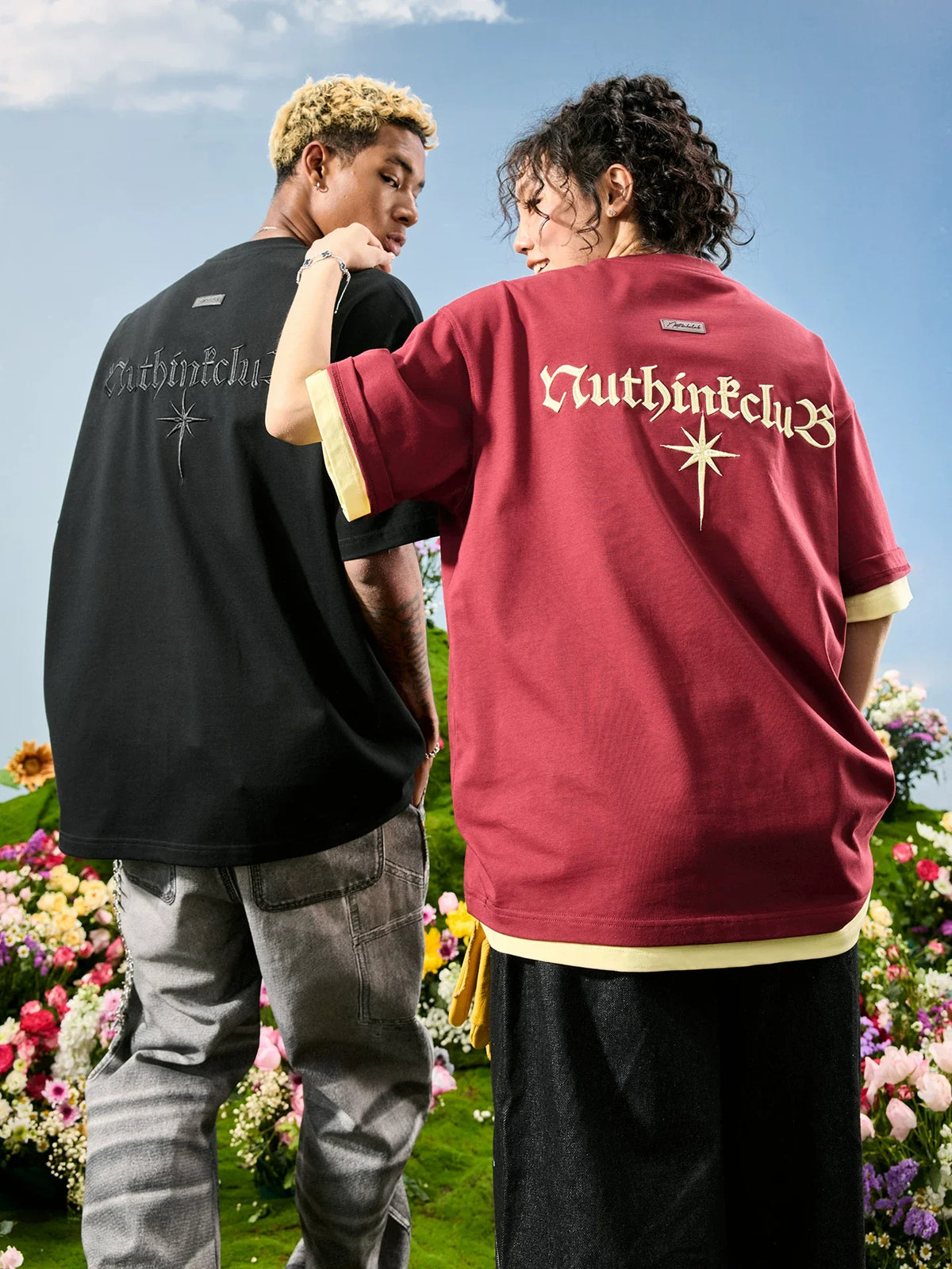 Oversized Tonal Embroidered Back T-Shirt - Notkicks