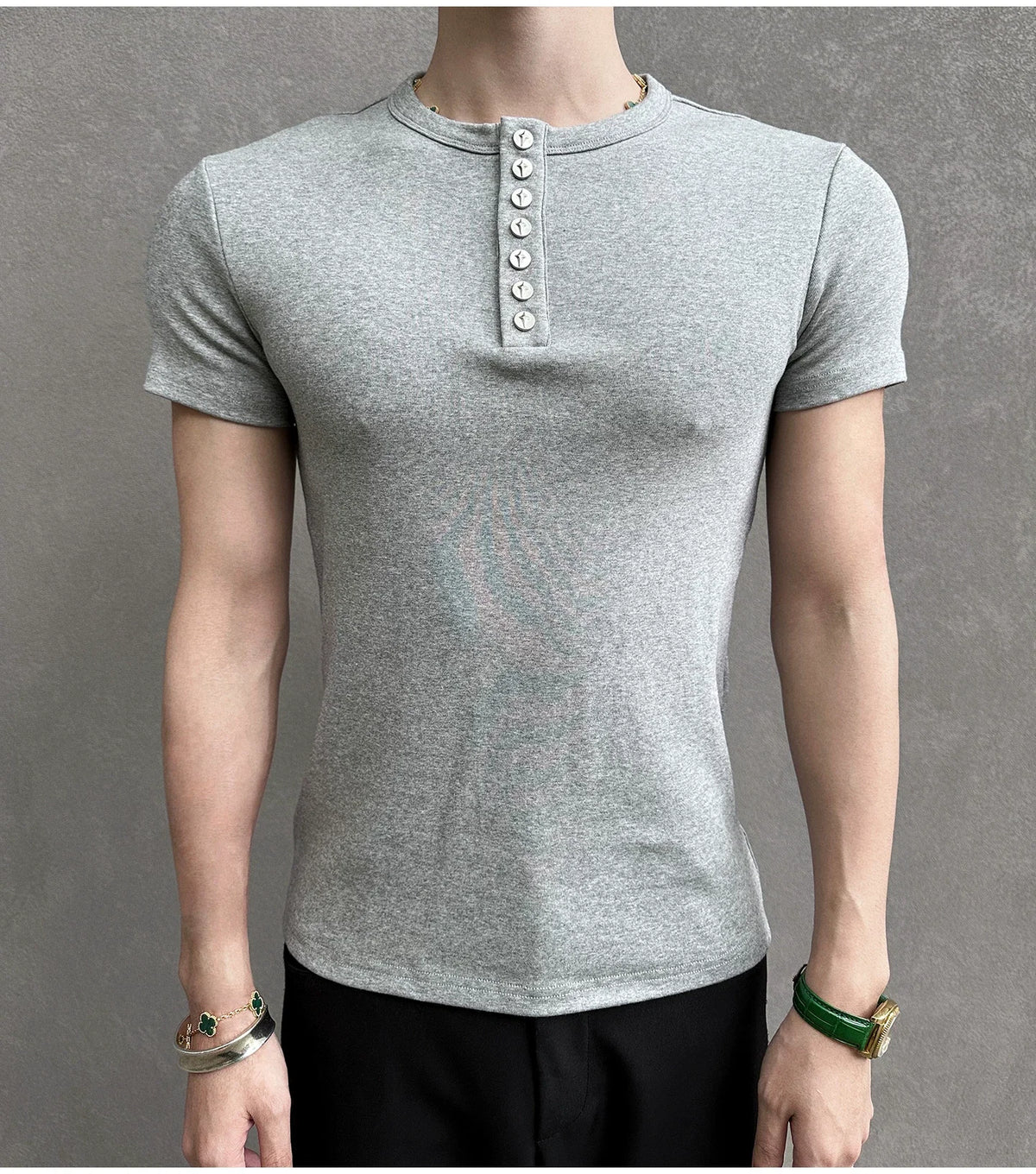 Midnight Gaze Grommet Placket Tee - Notkicks