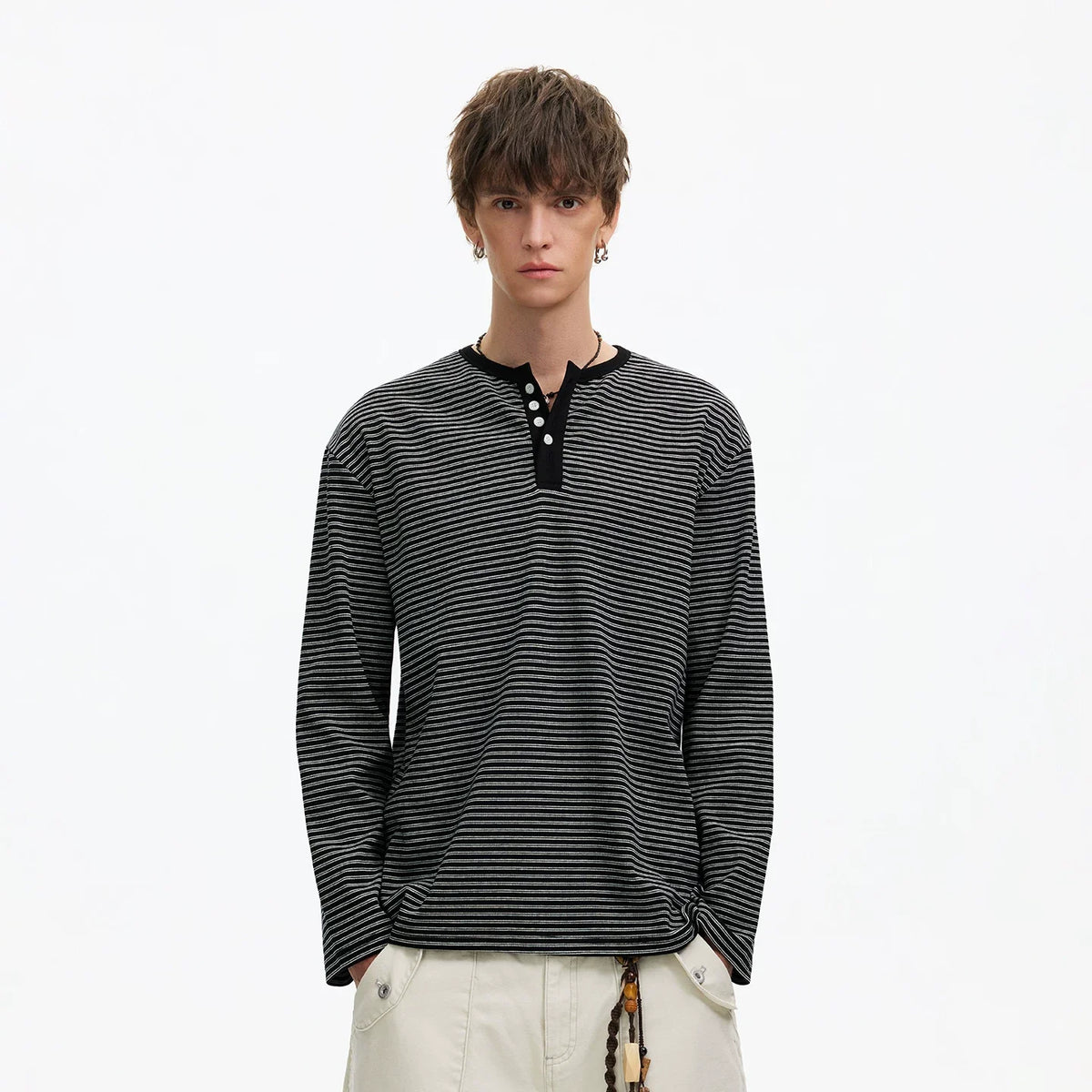 Stripe Henley Lounge Tee - Notkicks