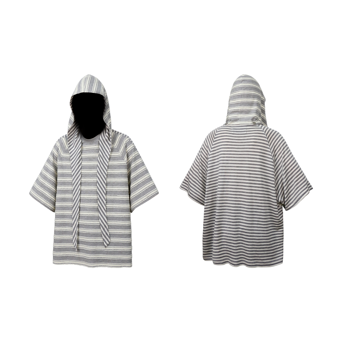 Striped Hooded Scarf Oversized T-Shirt - Notkicks
