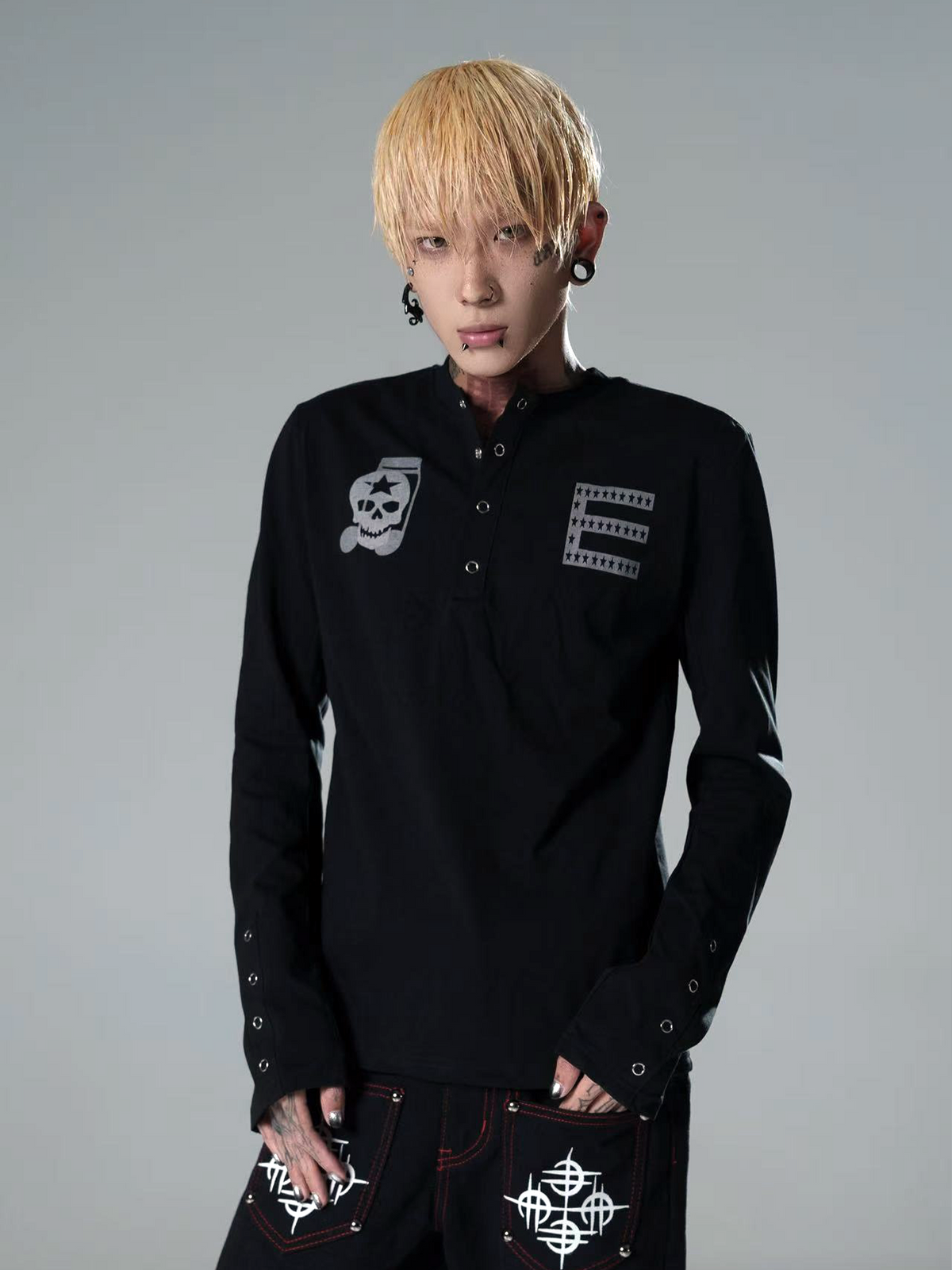 Eclipse Glyph Skull Henley Longsleeve - Notkicks