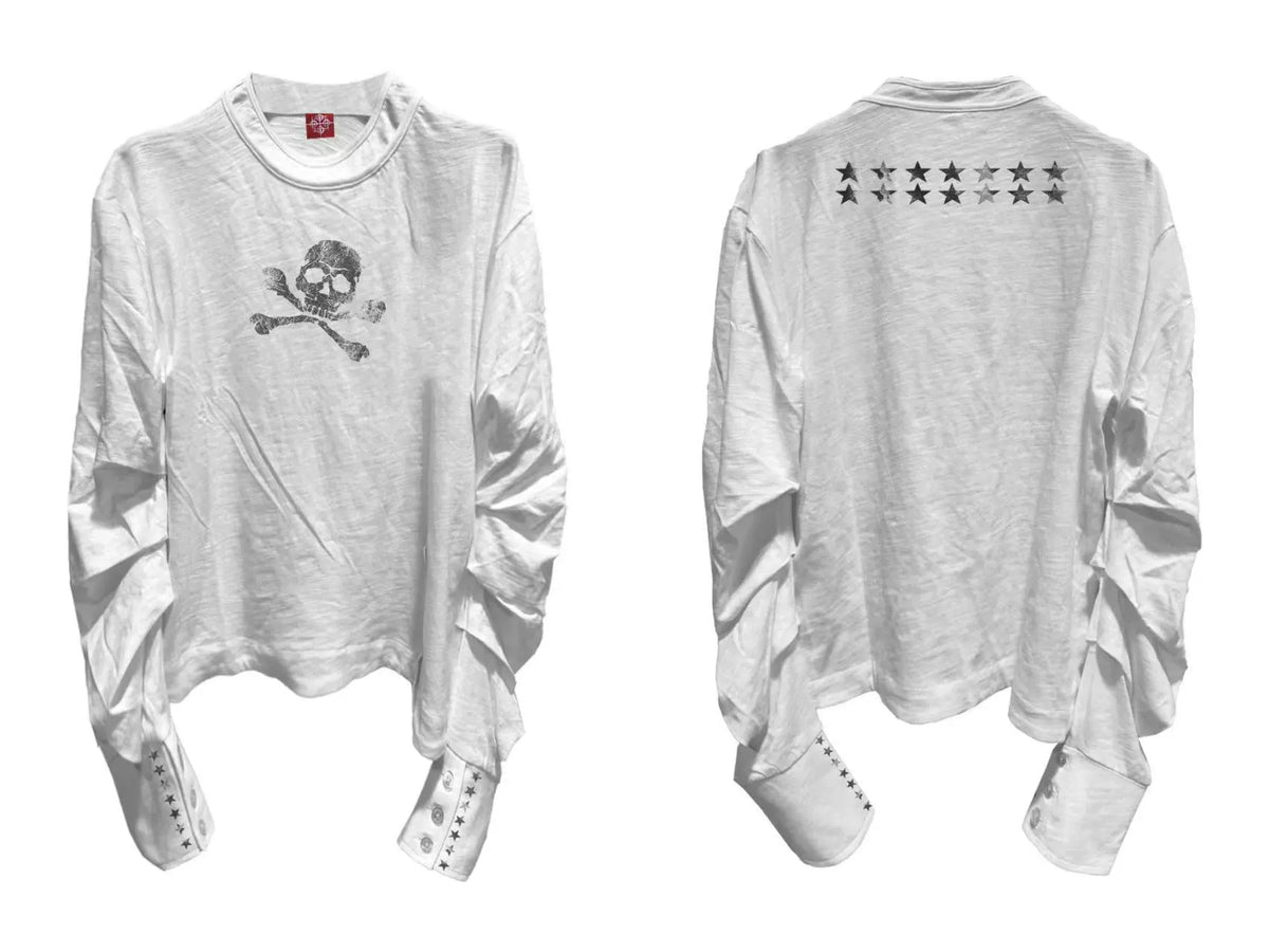 Midnight Raid Ruched Skull Longsleeve Tee - Notkicks