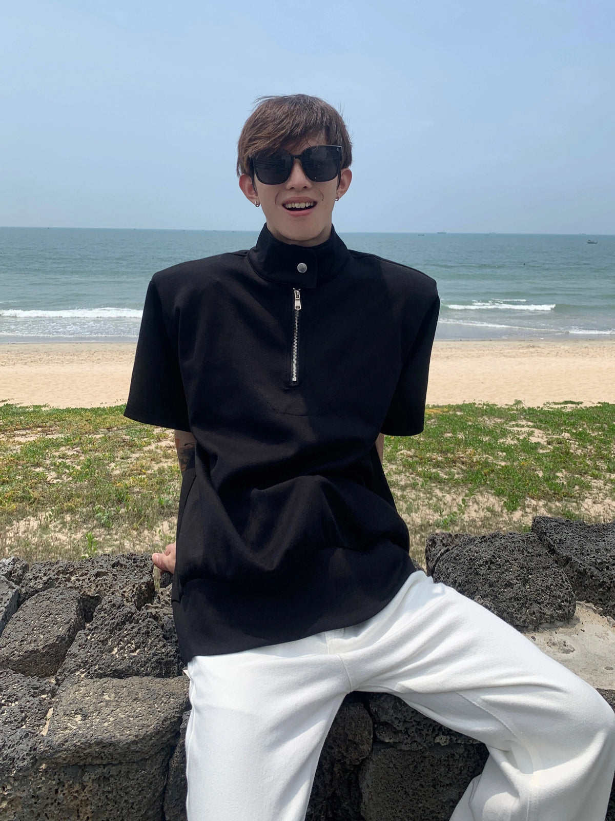 Half-Zip Stand Collar Shirt - Notkicks