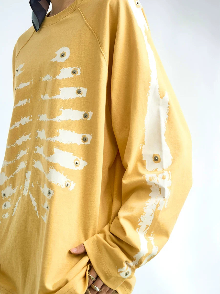 Skeleton Graphic Raglan Long Sleeve T Shirt - Notkicks
