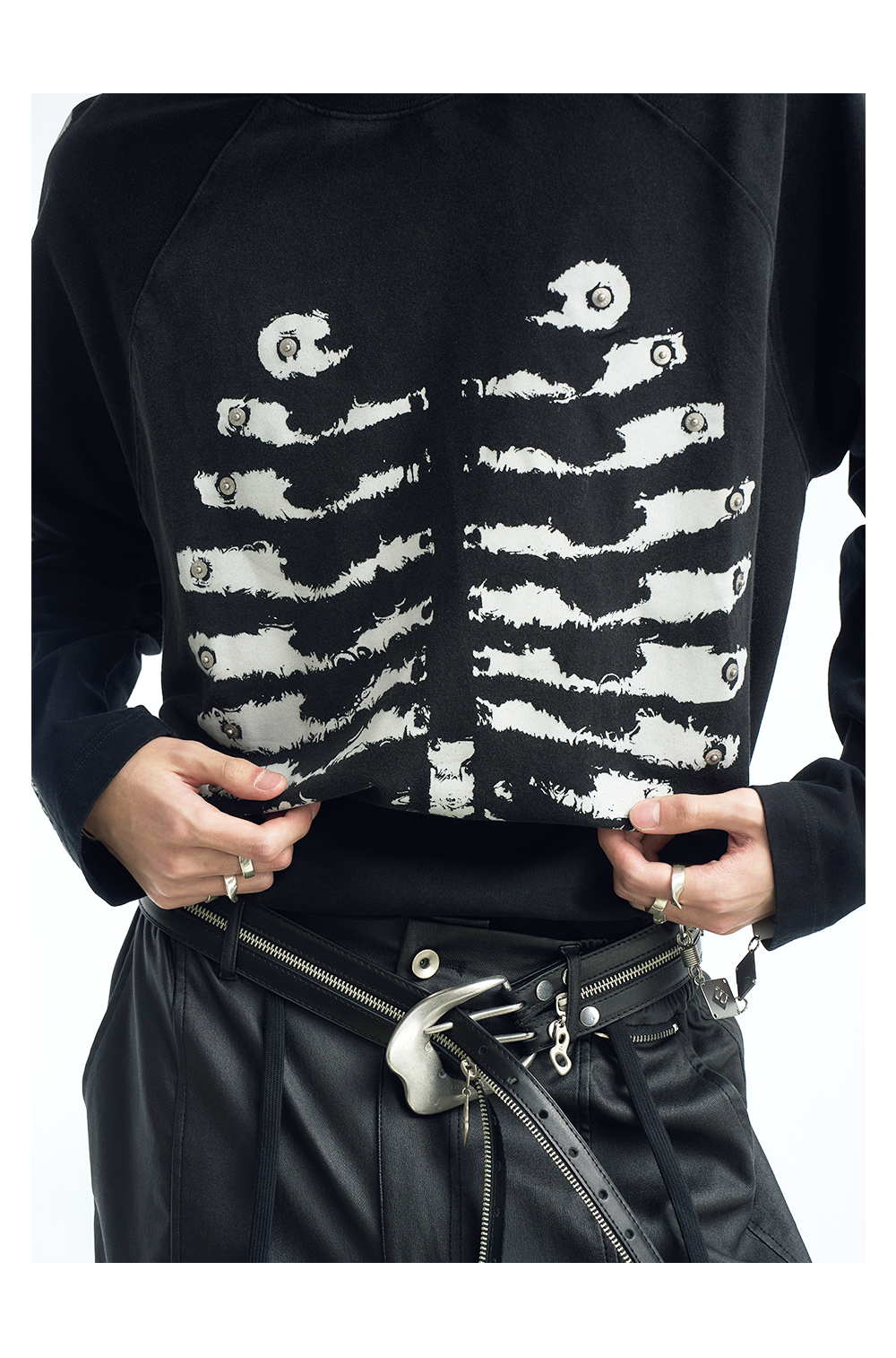 Skeleton Graphic Raglan Long Sleeve T Shirt - Notkicks
