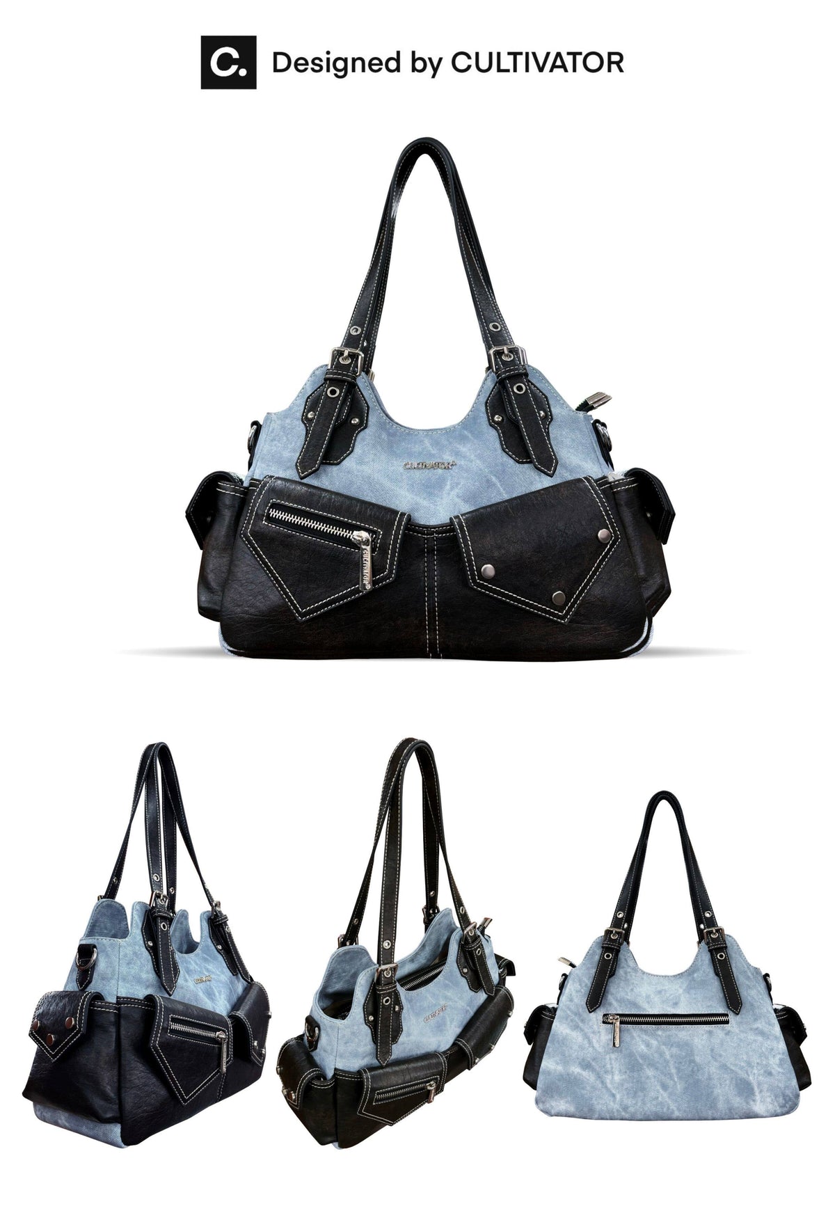 Denim Patchwork Shoulder Bag - Notkicks