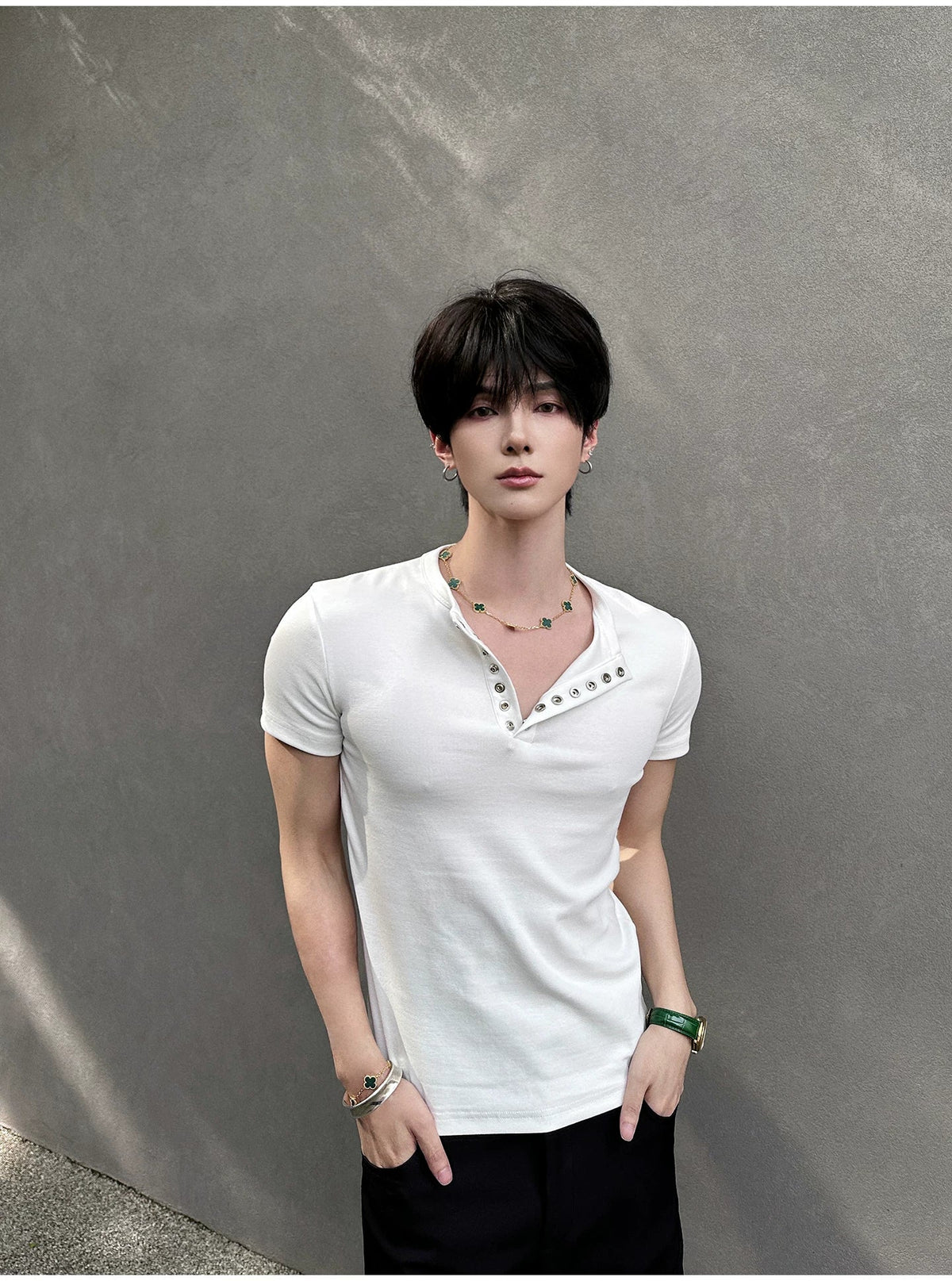 Midnight Gaze Grommet Placket Tee - Notkicks