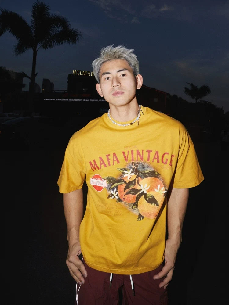 Graphic T-Shirt with Orange Fruit Print - Notkicks