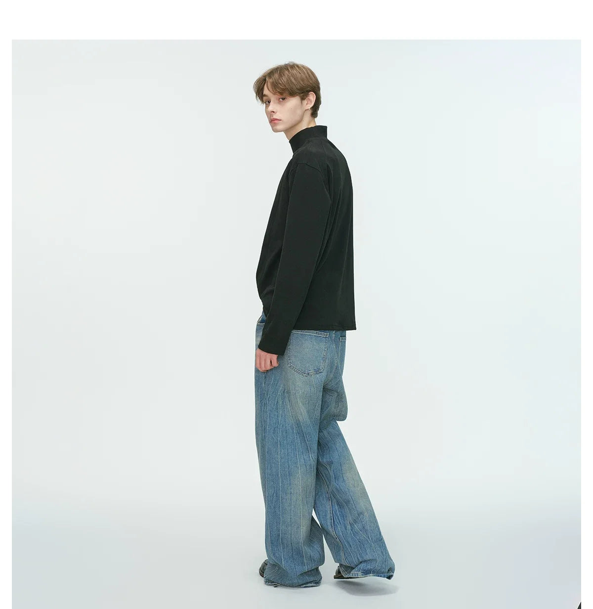 Draped Edge Mockneck Top - Notkicks