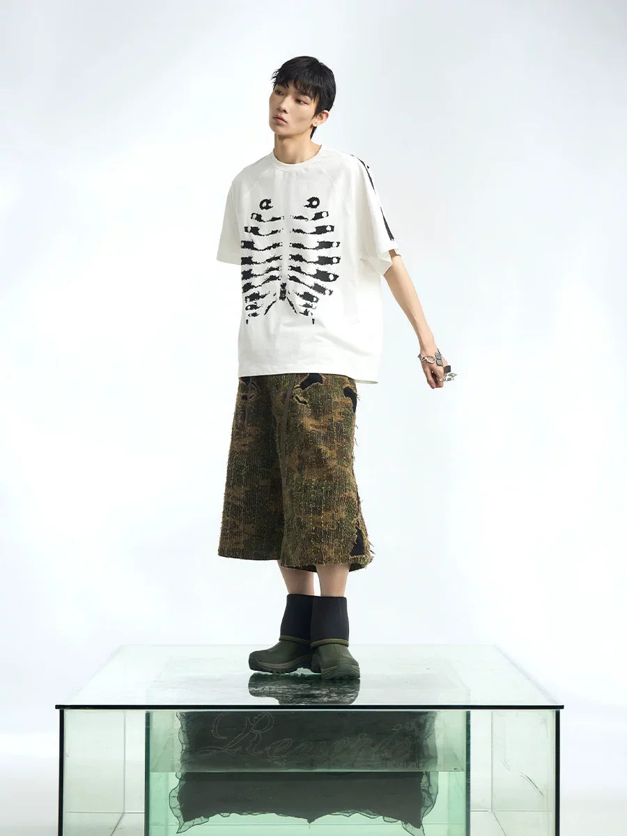 Skeleton Graphic Oversized Raglan T-Shirt - Notkicks