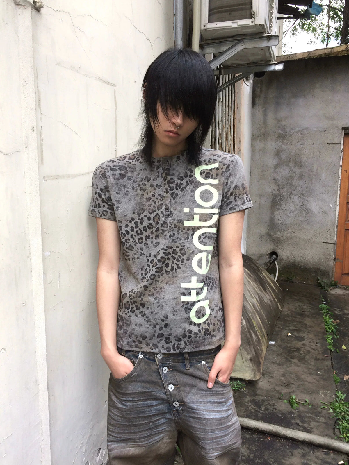 Attention Leopard Henley Tee - Notkicks