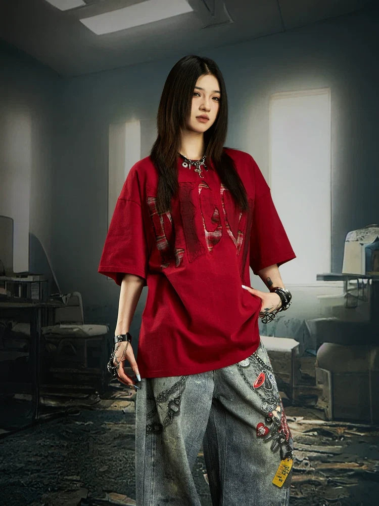 Bleached Shred Plaid Slash Tee - Notkicks