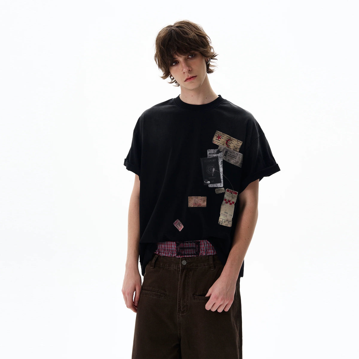 Passport Stamp Graphic Oversized T-Shirt - Notkicks