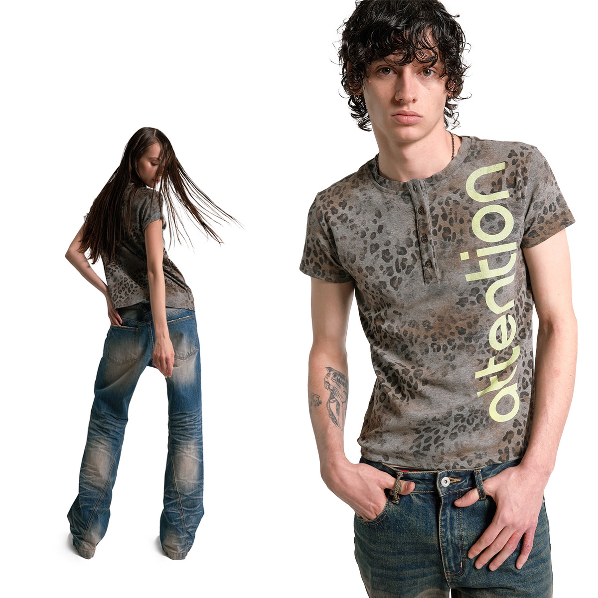 Attention Leopard Henley Tee - Notkicks