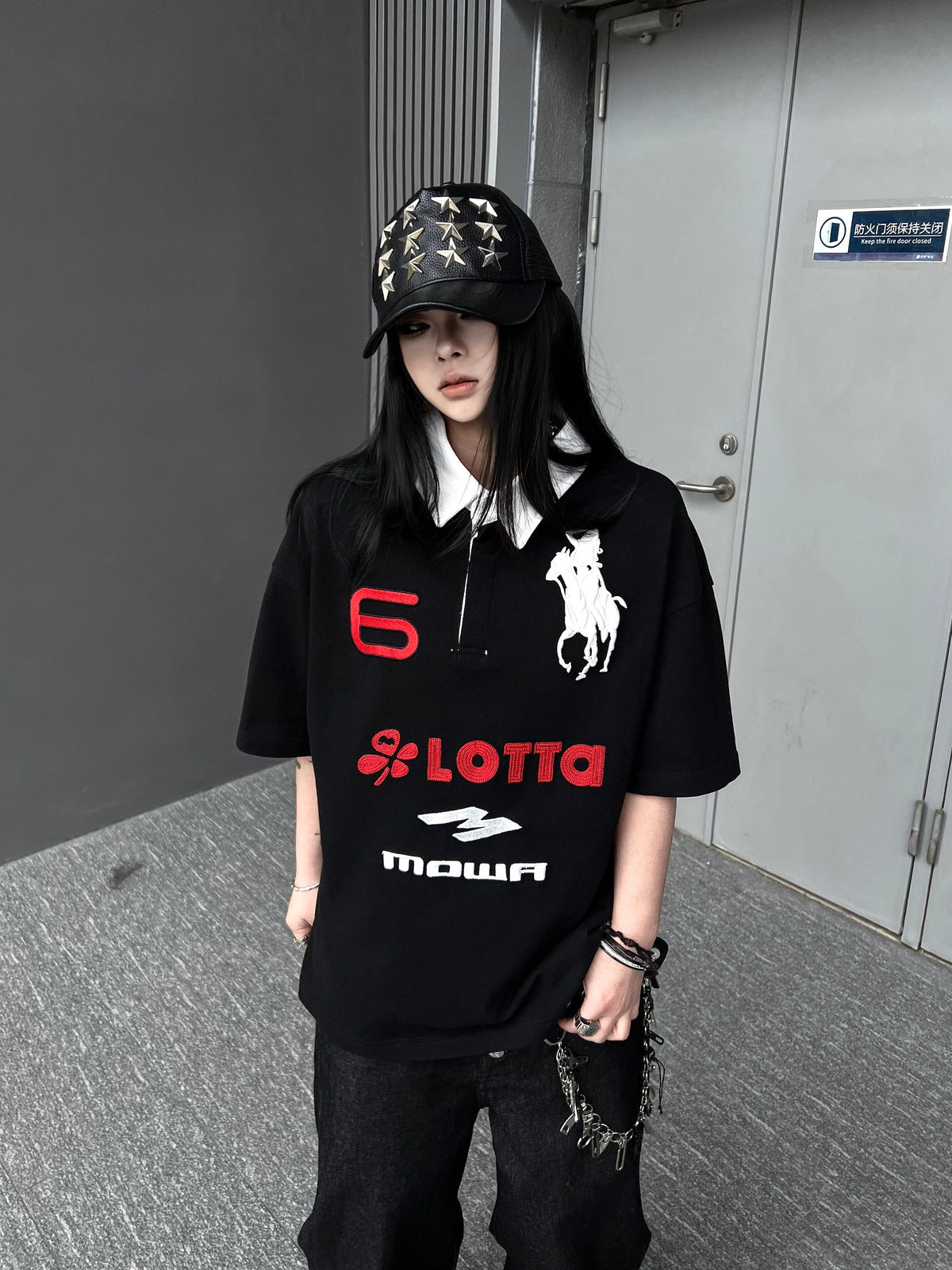 Men's Angel Horse Embroidery Short-Sleeve Polo Shirt - Notkicks
