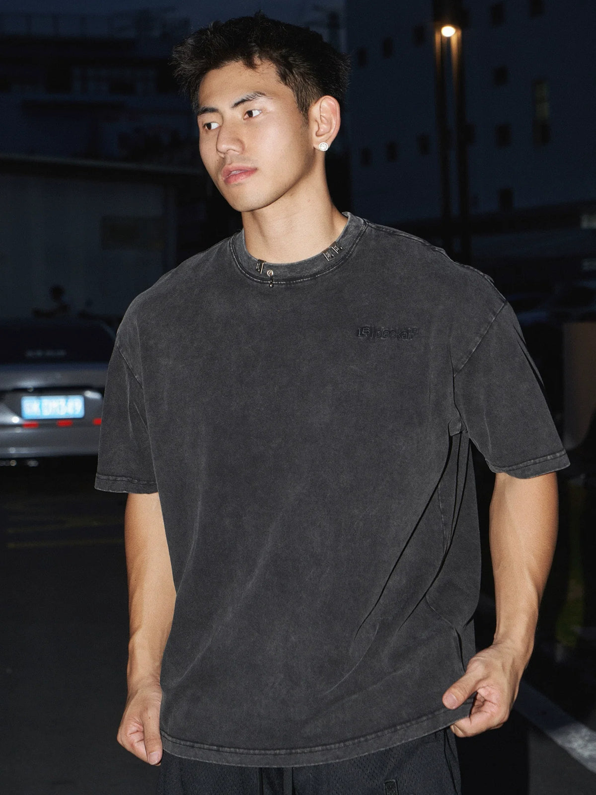 Washed Black Cotton T-Shirt - Notkicks
