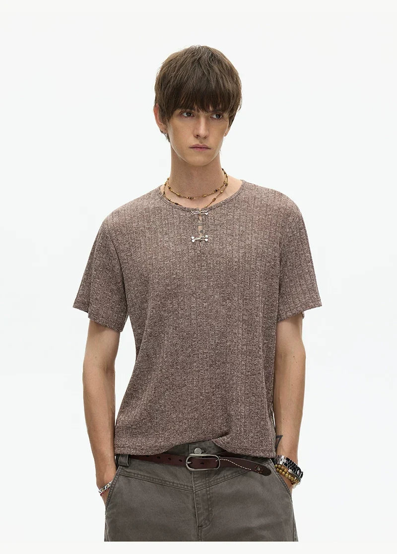 Clay Heather Textured Knit Tee - Notkicks