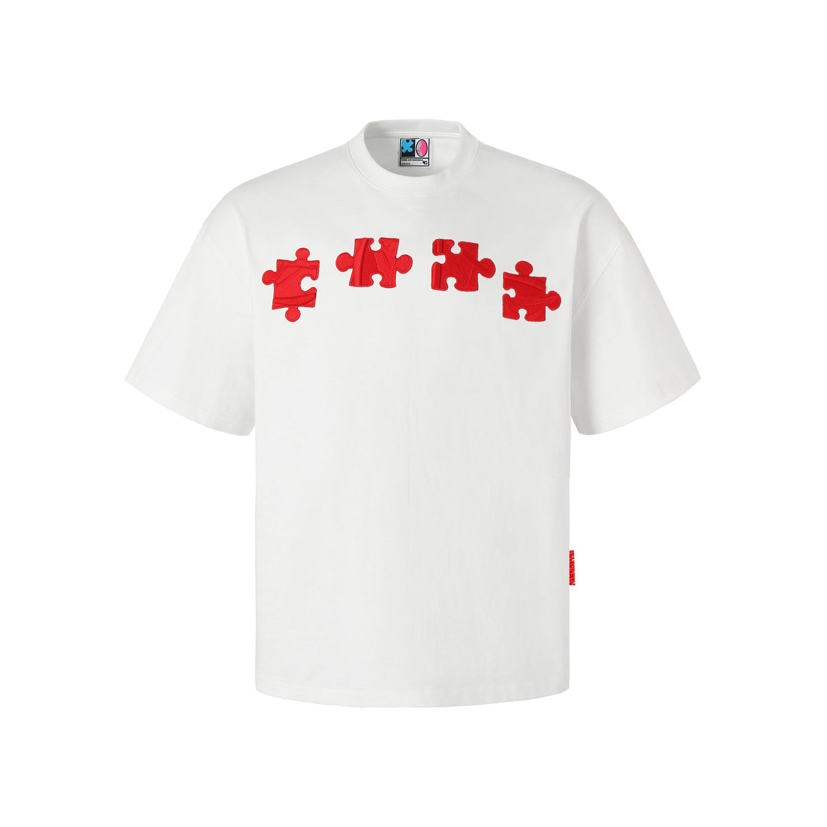 Unique 3D Textured Jigsaw Puzzle Embroidered Tee - Notkicks
