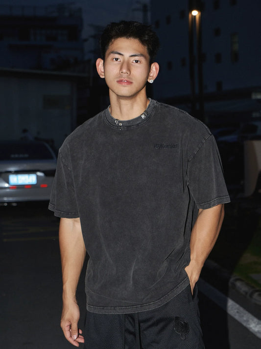 Washed Black Cotton T-Shirt - Notkicks