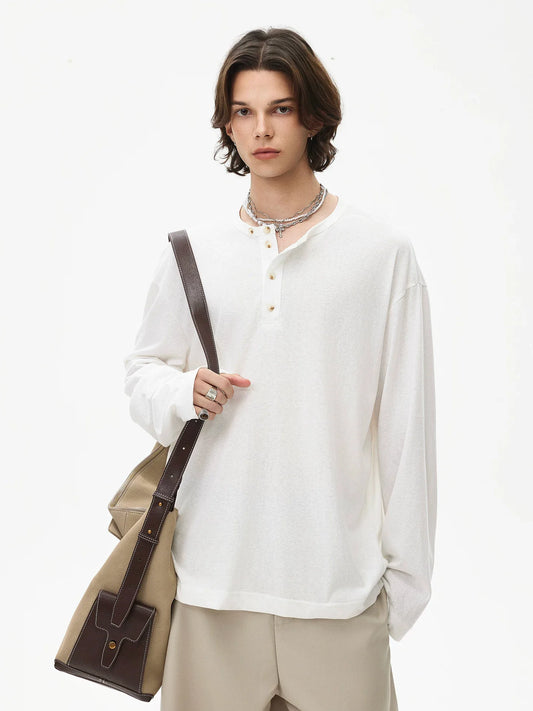 Midnight Button Henley Tee - Notkicks