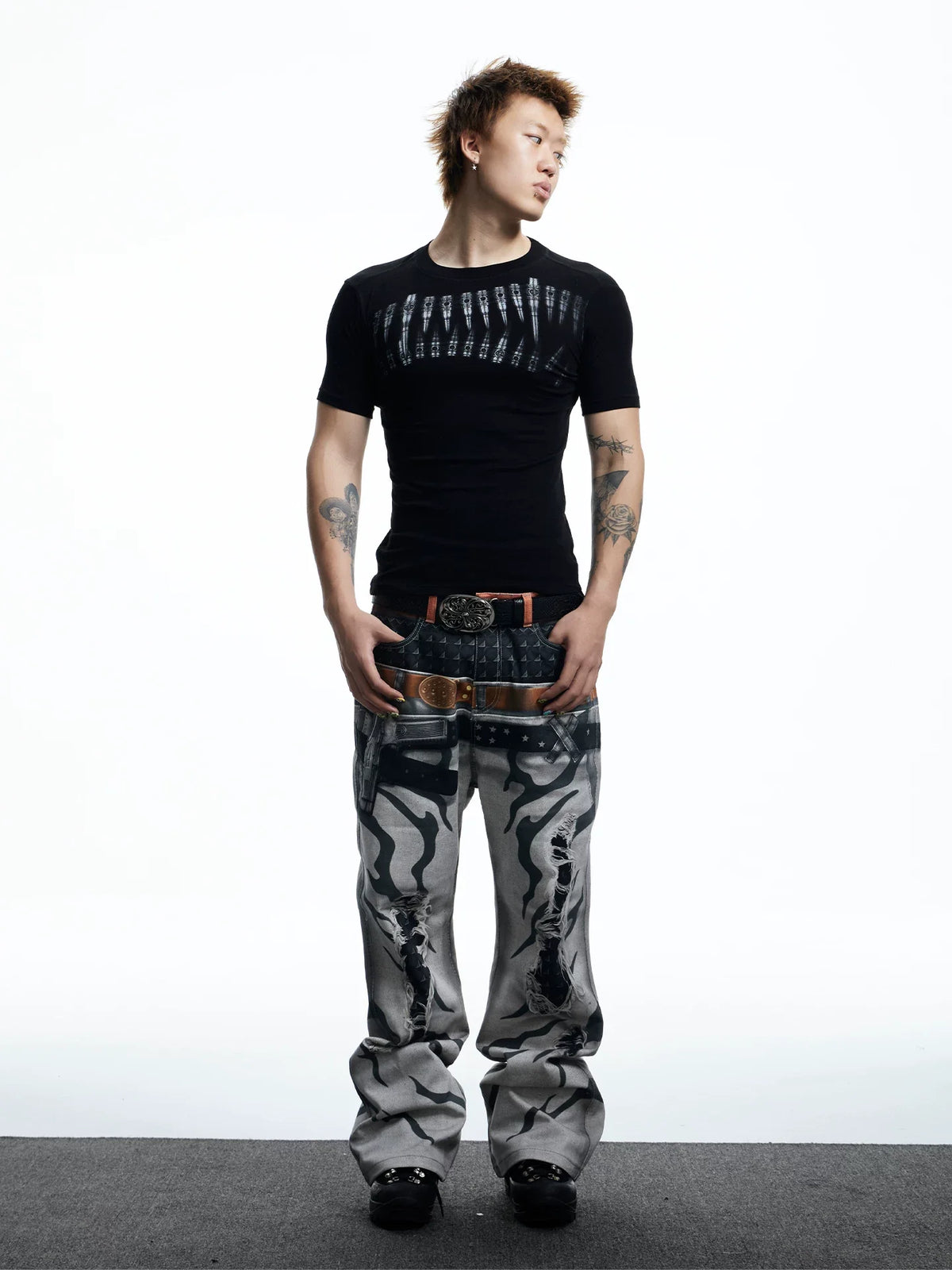 Graphic Teeth Print Slim Fit T-Shirt - Notkicks