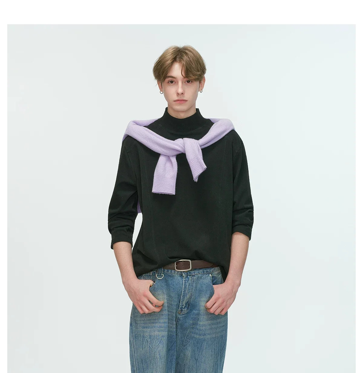 Draped Edge Mockneck Top - Notkicks