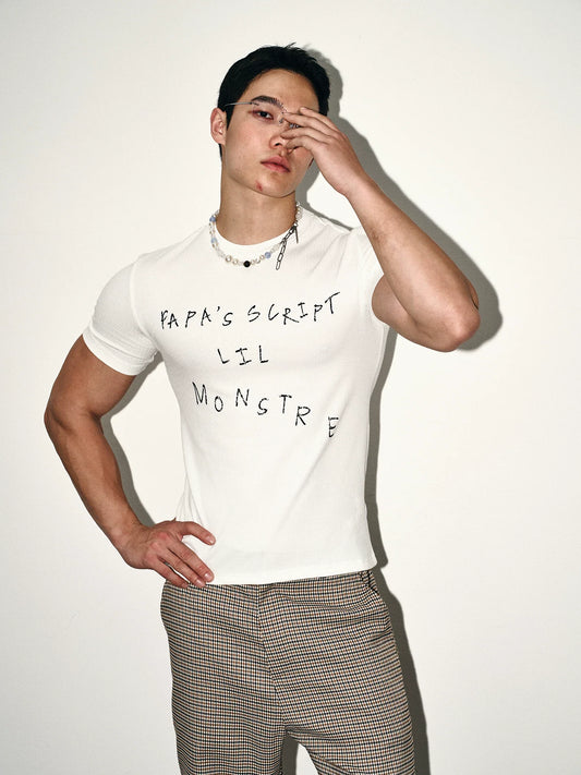 White Script Fitted Tee - Notkicks