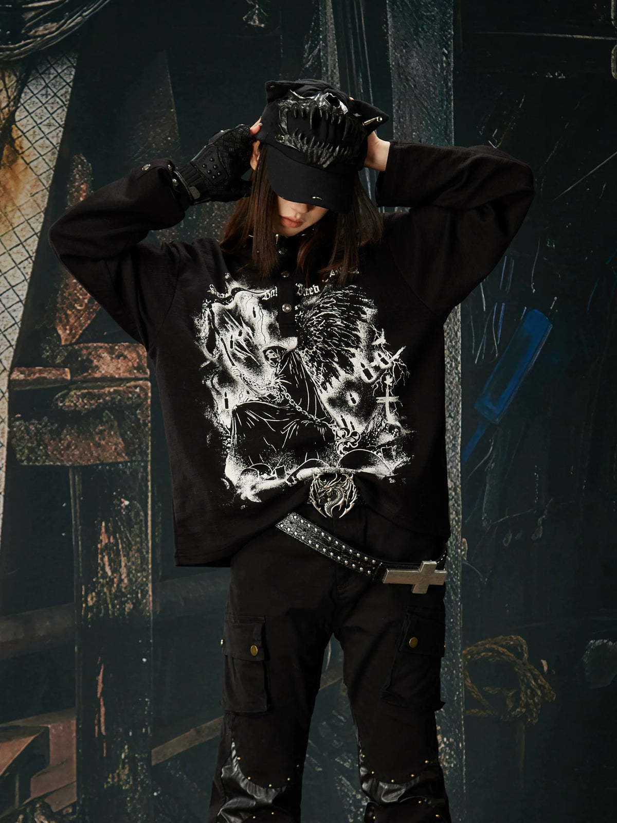 Reaper Crown Sigil High‑Neck Tee - Notkicks
