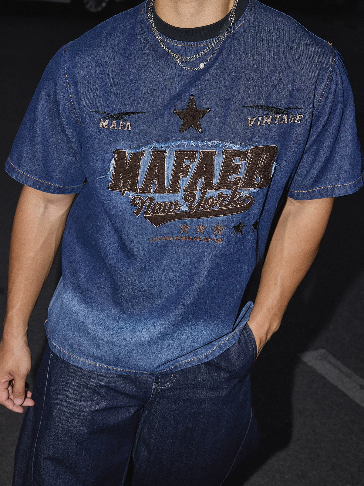 Brooklyn Vintage Denim Graphic Tee - Notkicks