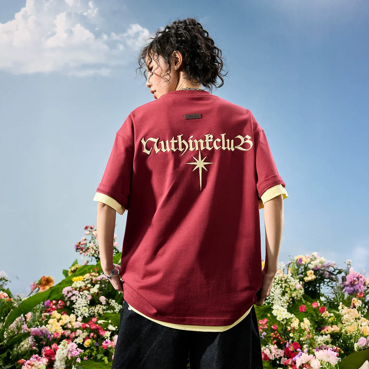 Oversized Tonal Embroidered Back T-Shirt - Notkicks