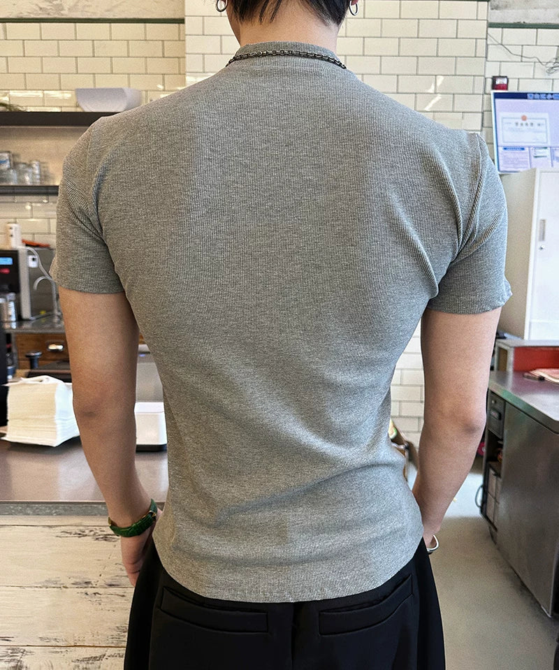 Fitted Mock-Neck Short-Sleeve Tee - Notkicks