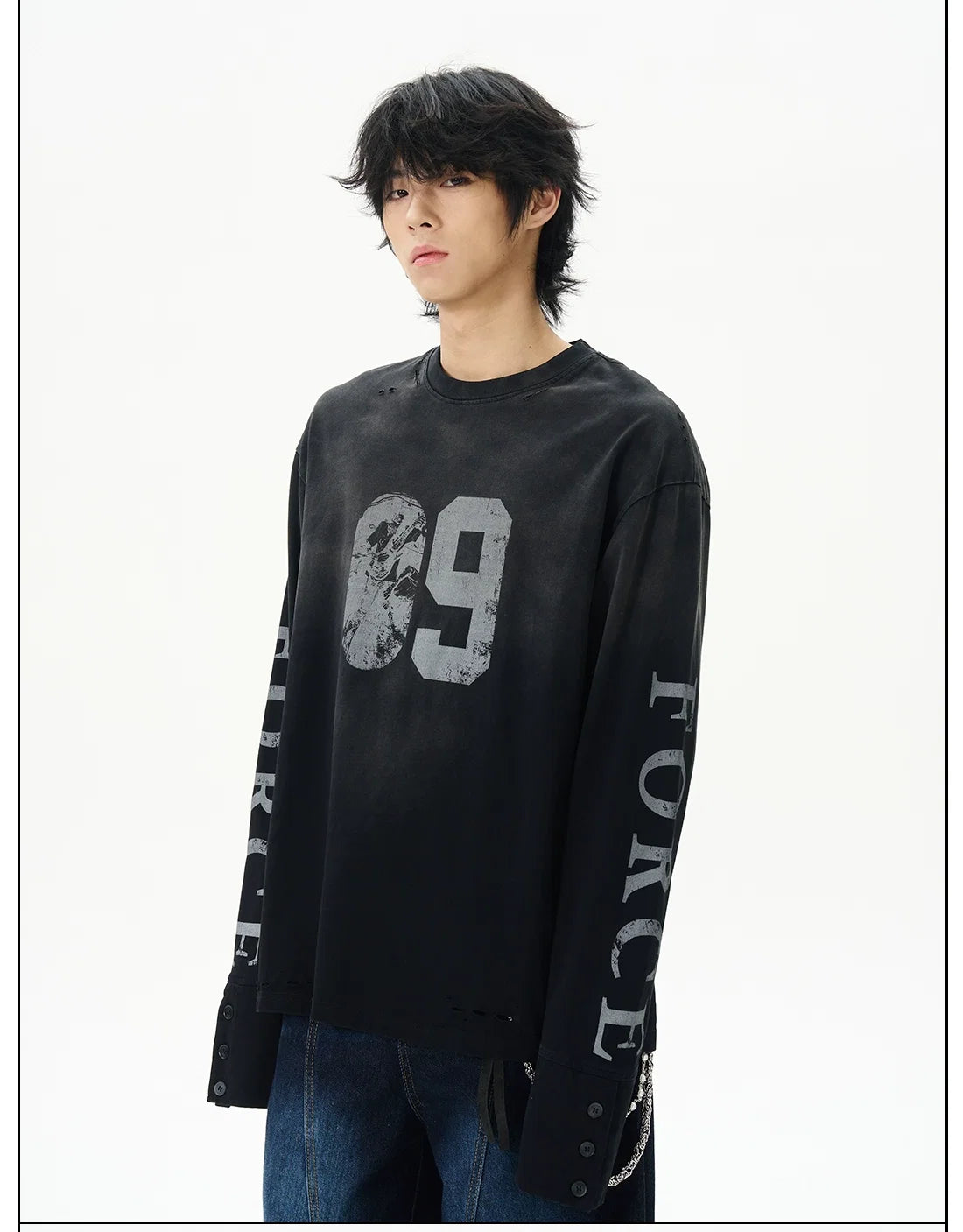 Distressed Force Graphic Long Sleeve Tee - Notkicks