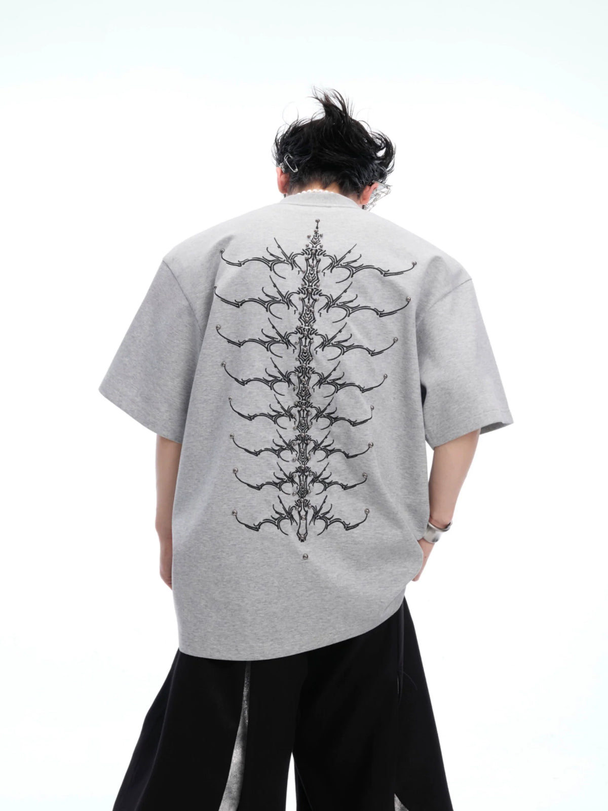 Spine Crystal Grey Graphic Tee - Notkicks