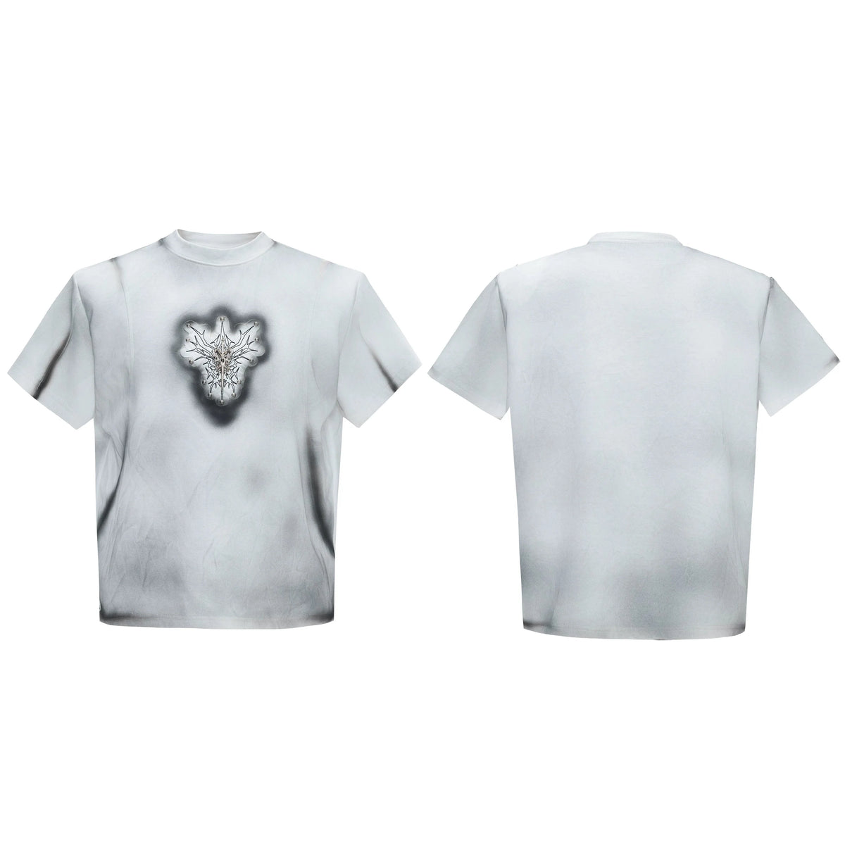 Airbrushed Emblem Graphic Crewneck T Shirt - Notkicks