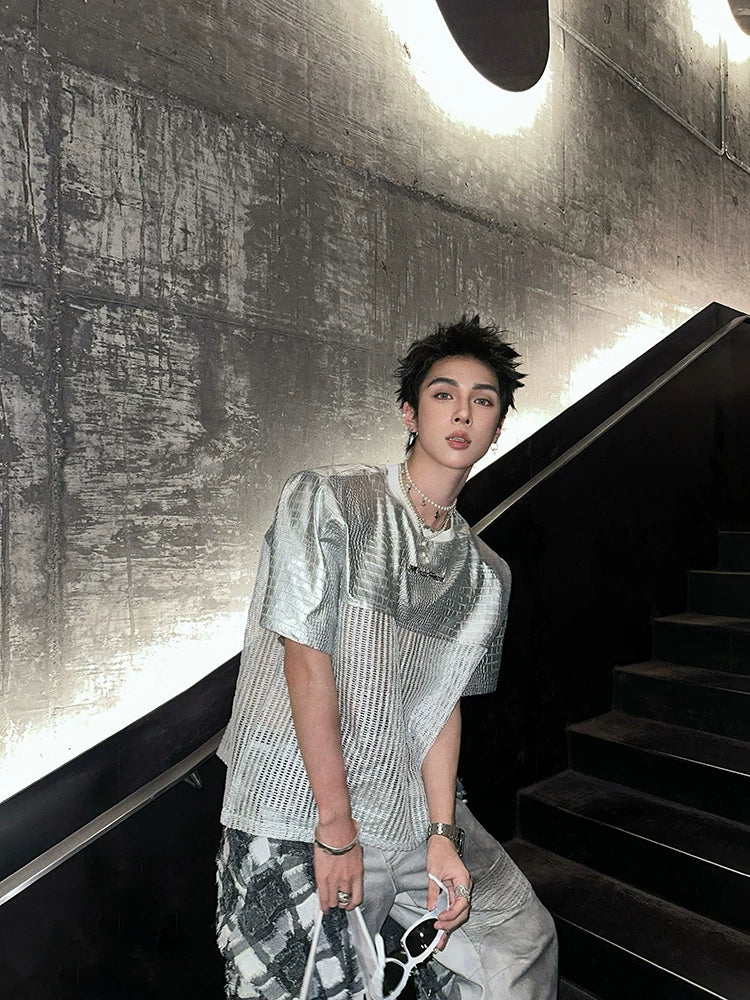 Chrome Grid Splice Panel Tee - Notkicks