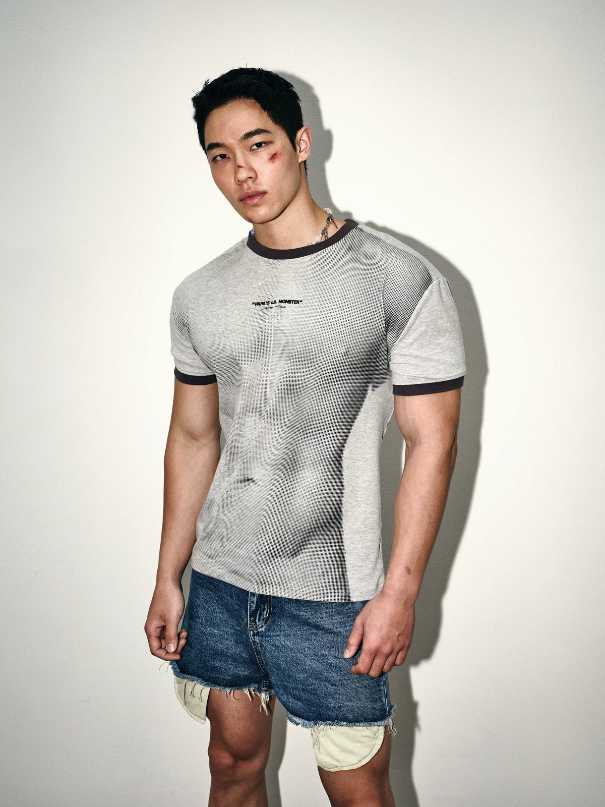 Ash Mesh Contrast Ringer Tee - Notkicks