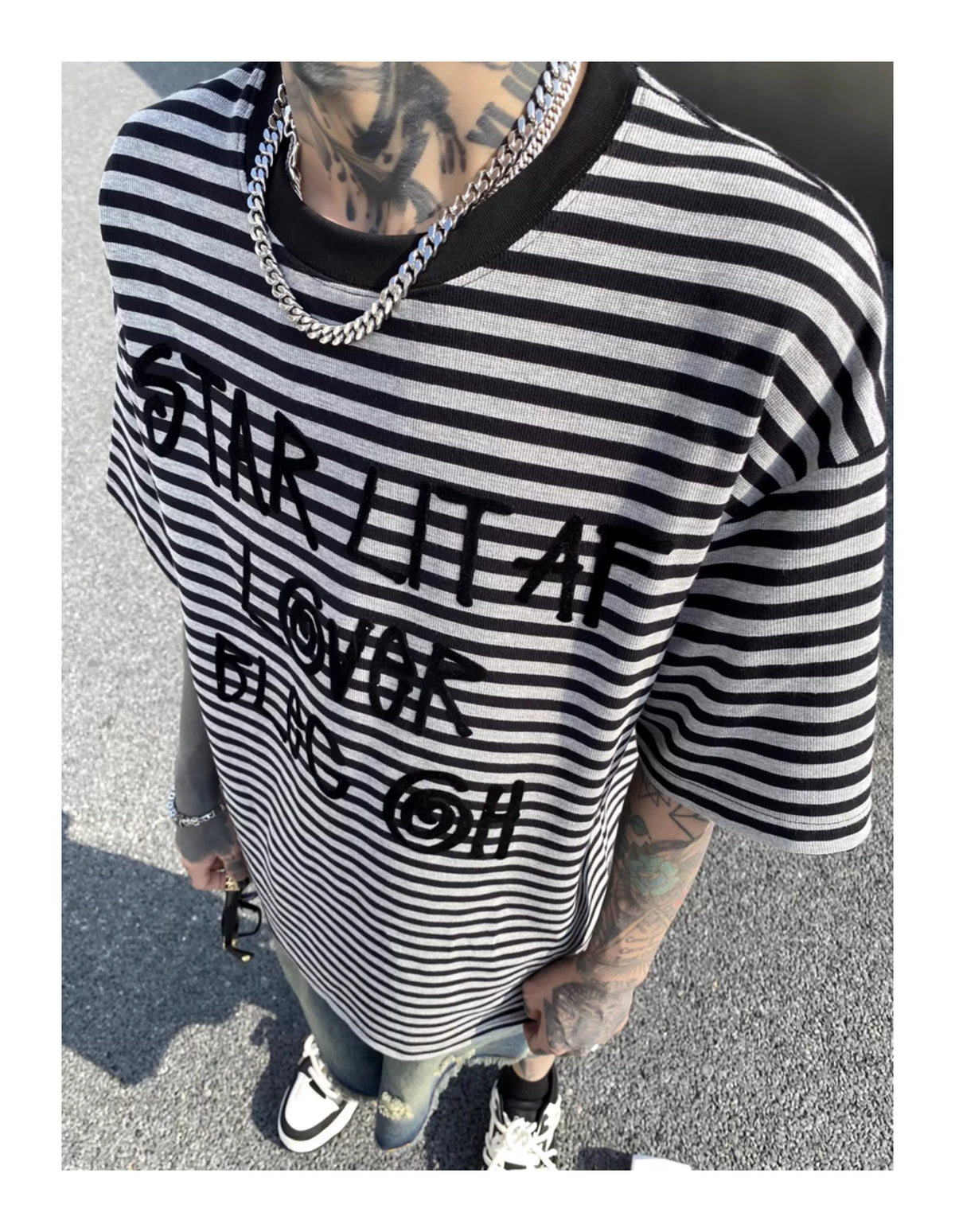Starlite Graffiti Stripe Oversized Tee - Notkicks