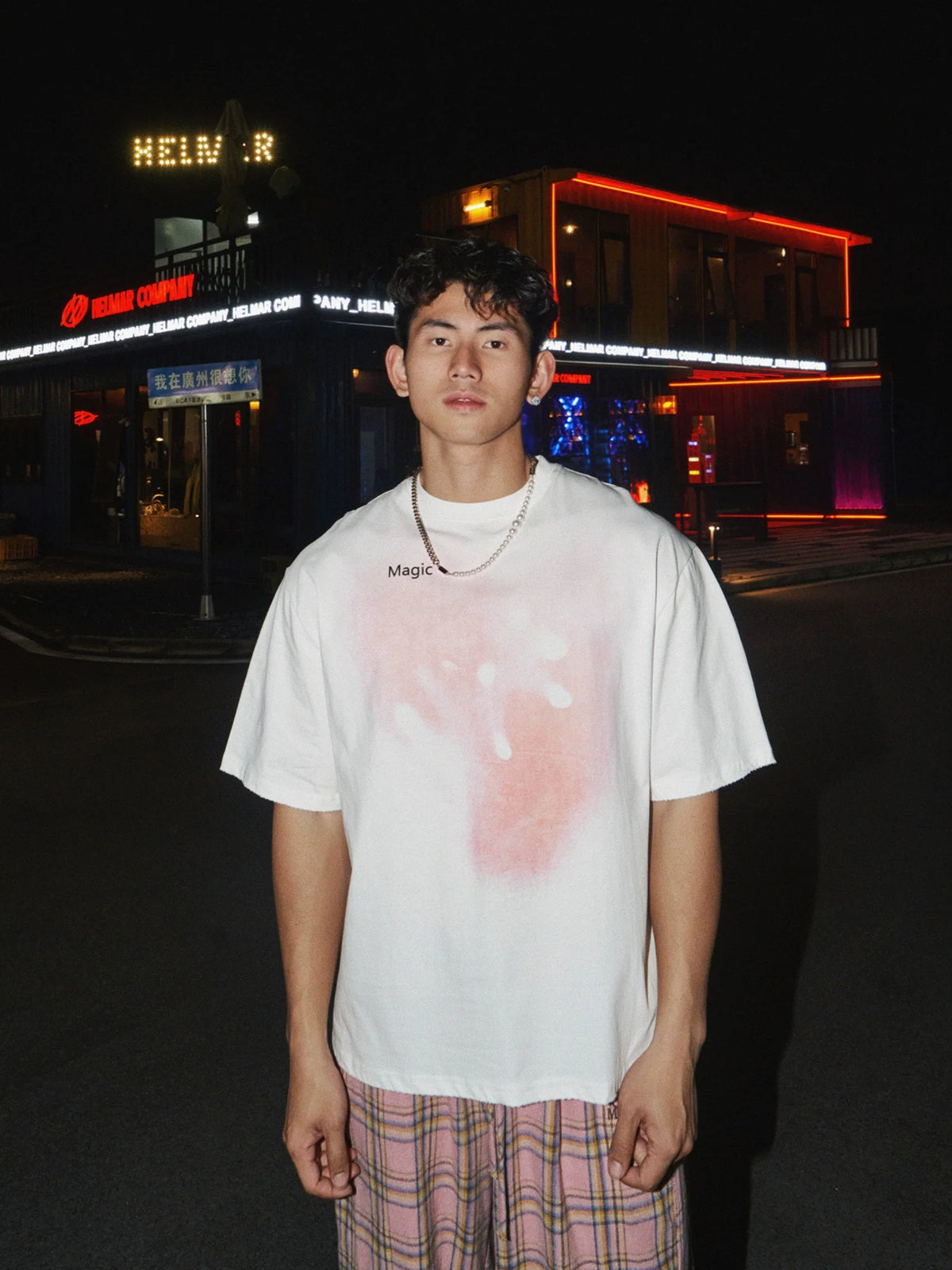 Pink Gradient White Oversized Tee - Notkicks
