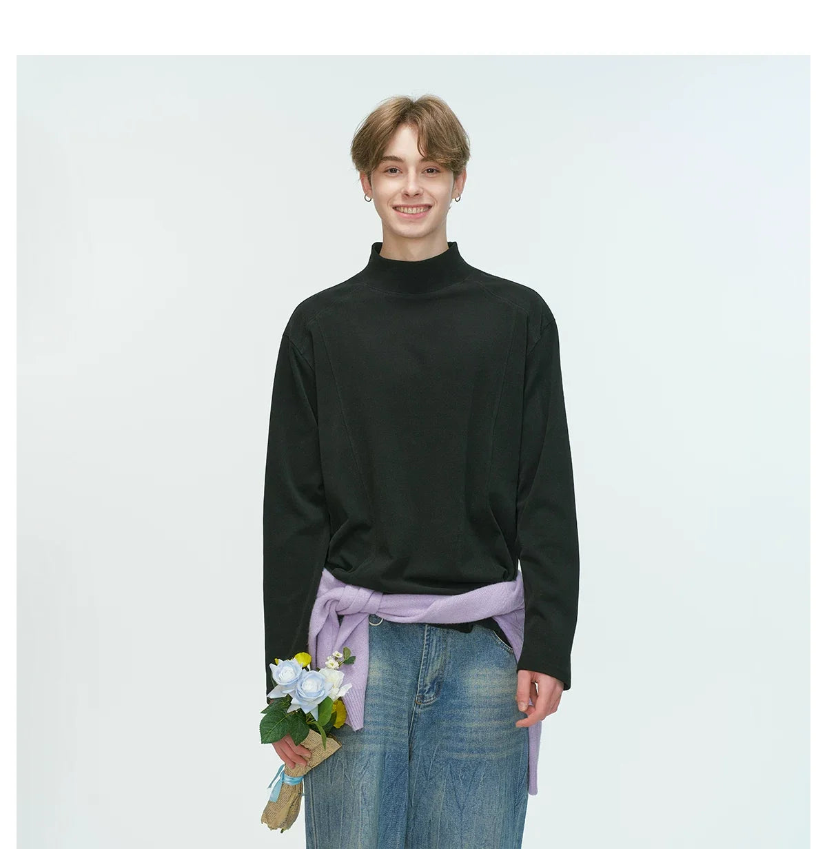 Draped Edge Mockneck Top - Notkicks