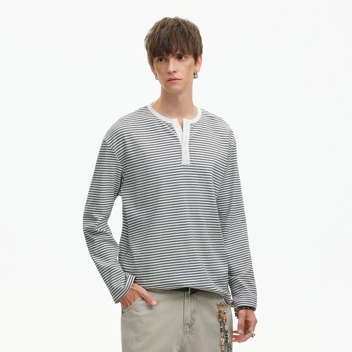 Stripe Henley Lounge Tee - Notkicks