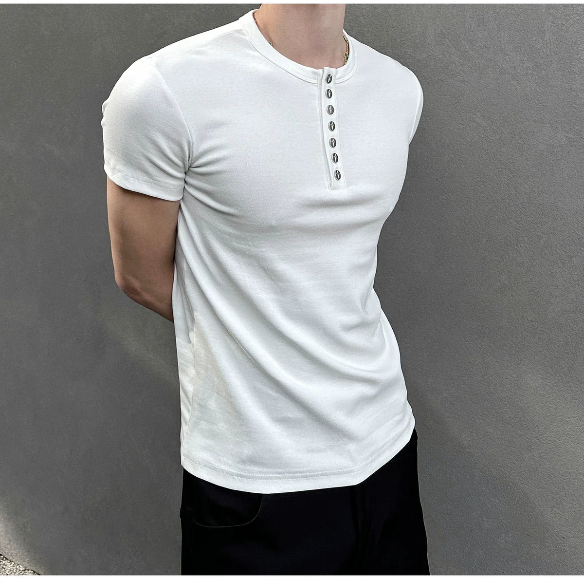 Midnight Gaze Grommet Placket Tee - Notkicks