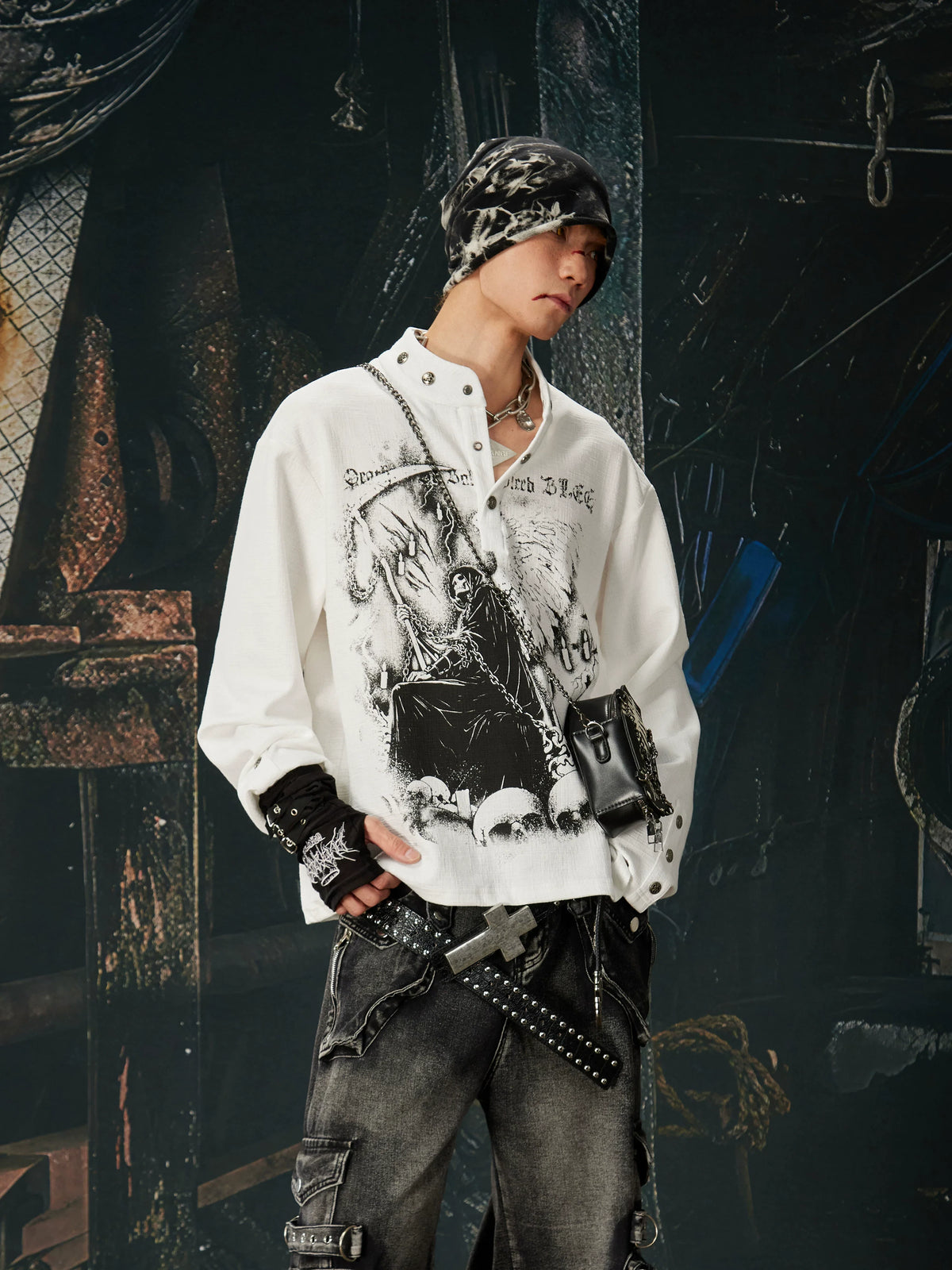Reaper Crown Sigil High‑Neck Tee - Notkicks
