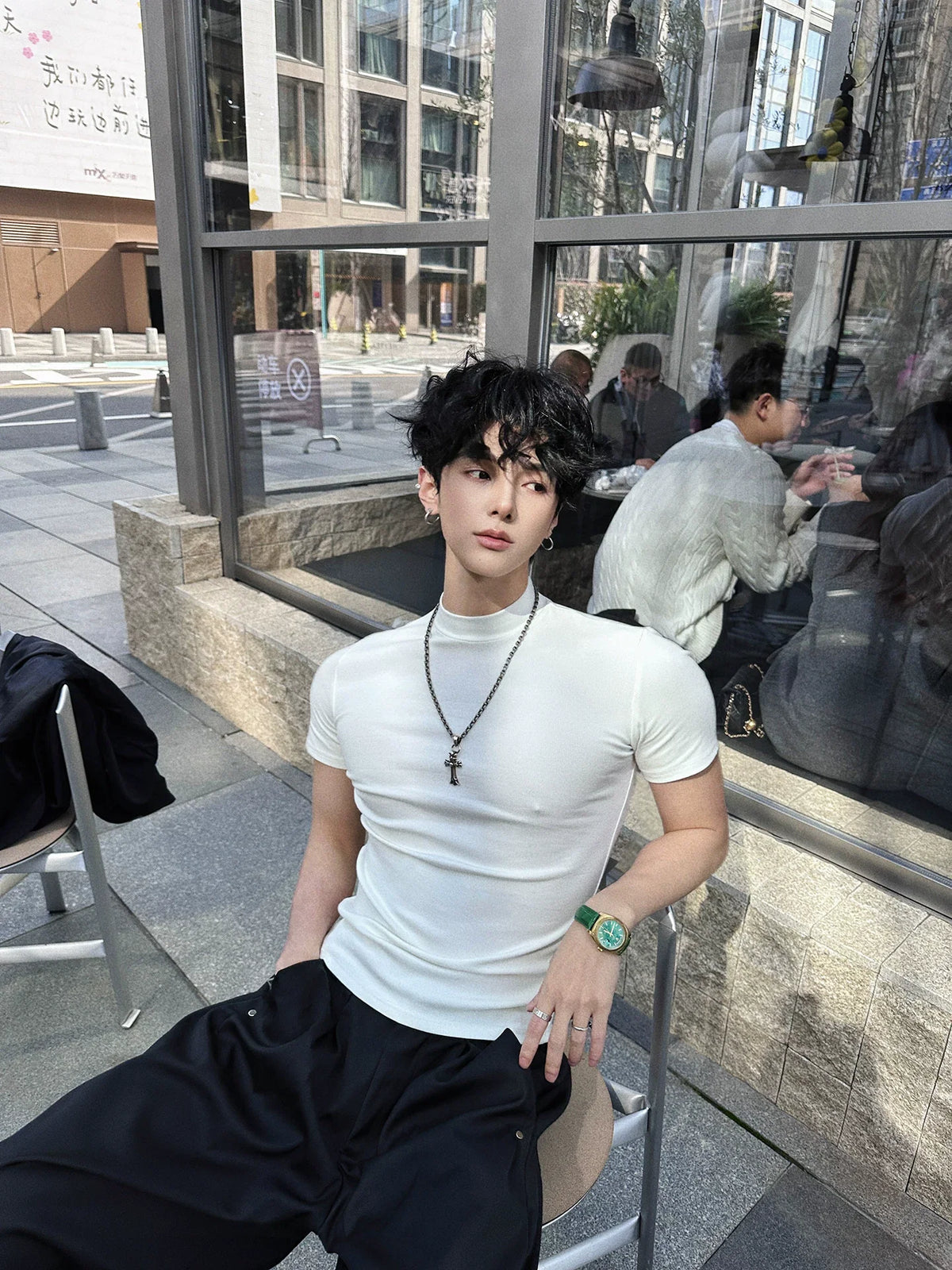 Fitted Mock-Neck Short-Sleeve Tee - Notkicks