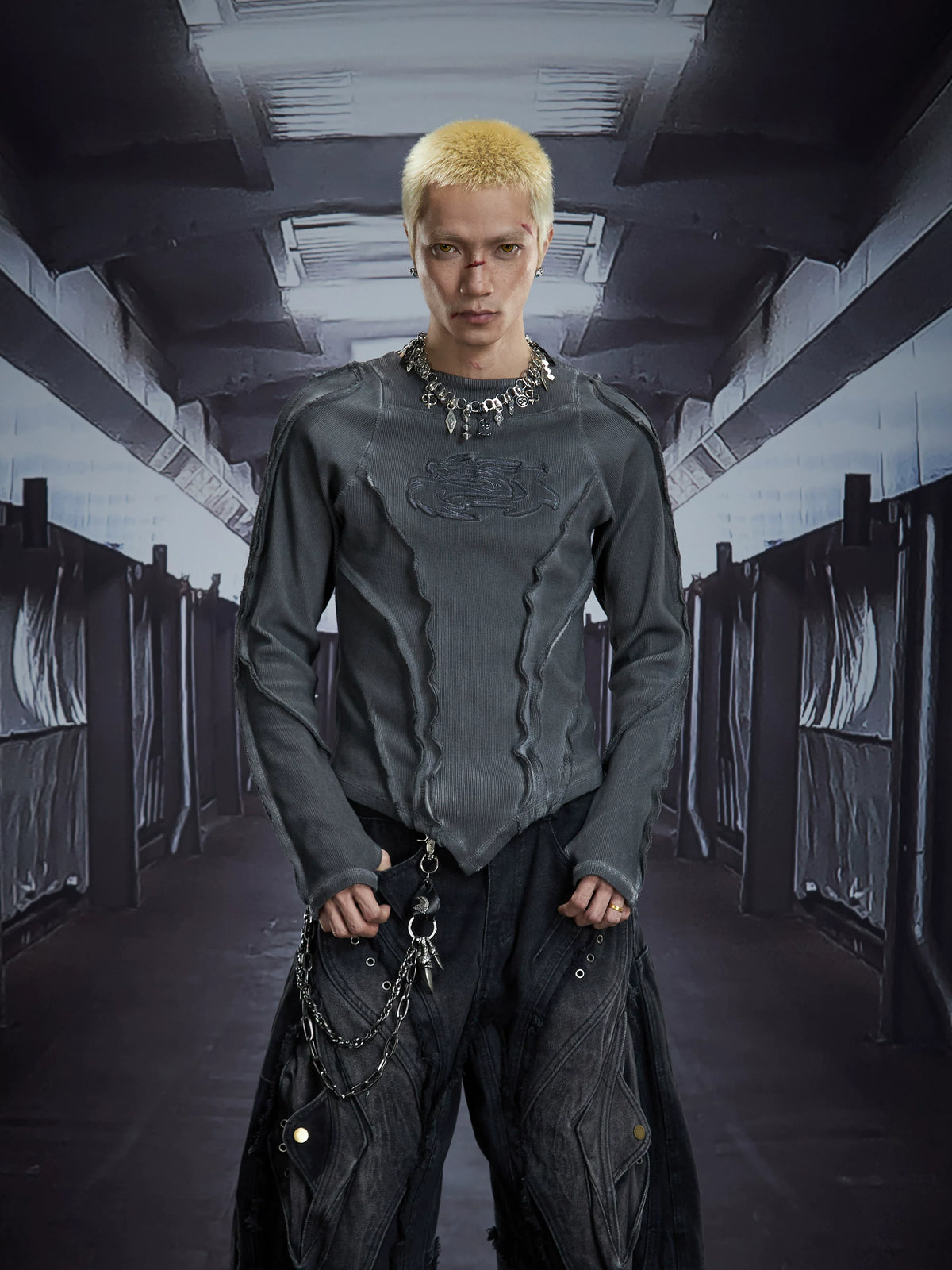 Spectral Spine Ruched Longsleeve Top - Notkicks
