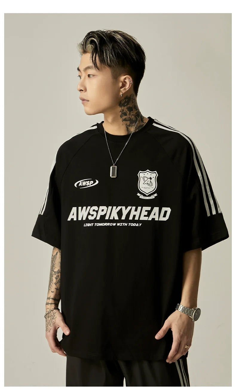 Oversized Grey Athletic Logo T-Shirt - Notkicks