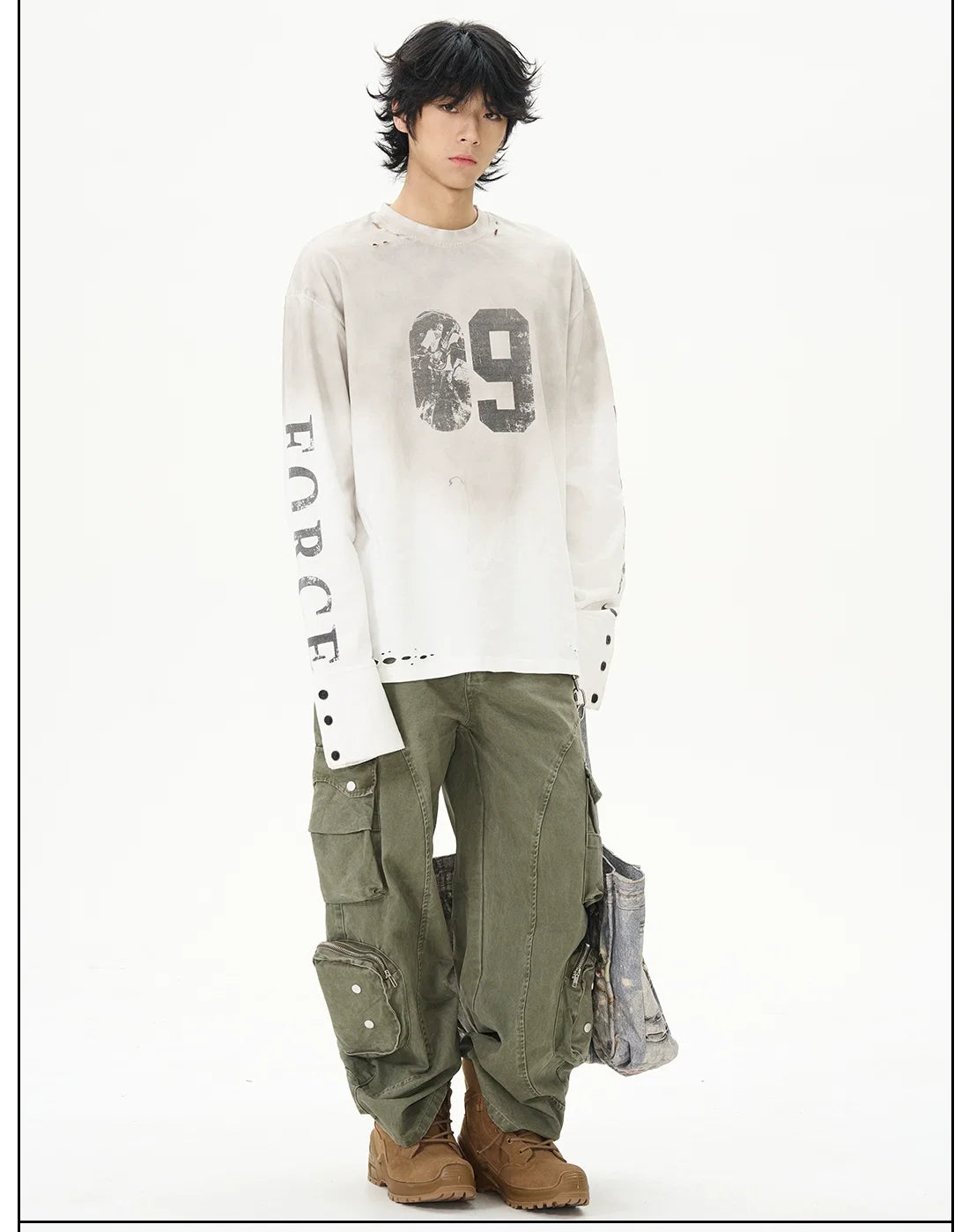 Distressed Force Graphic Long Sleeve Tee - Notkicks