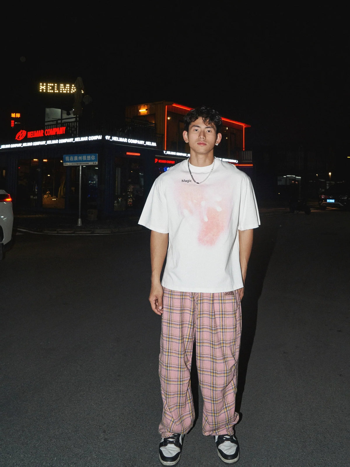 Pink Gradient White Oversized Tee - Notkicks